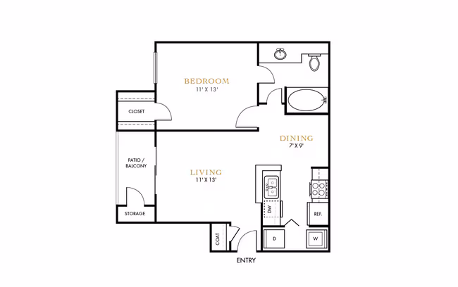 1 Bed • 1 Bath 17203 floor plan